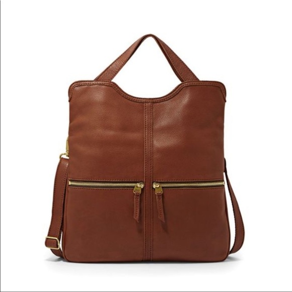 Fossil Handbags - Fossil Erin Foldover Genuine Leather Tote Bag